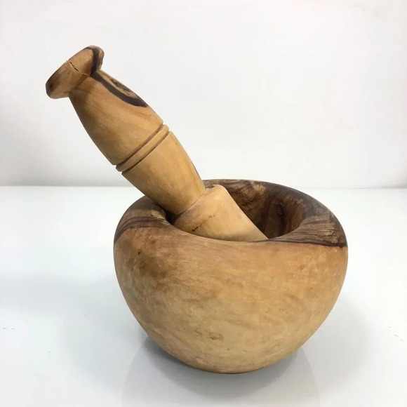 Wooden Hand Carved Mortar and Pestle Set - Picture 10 of 10